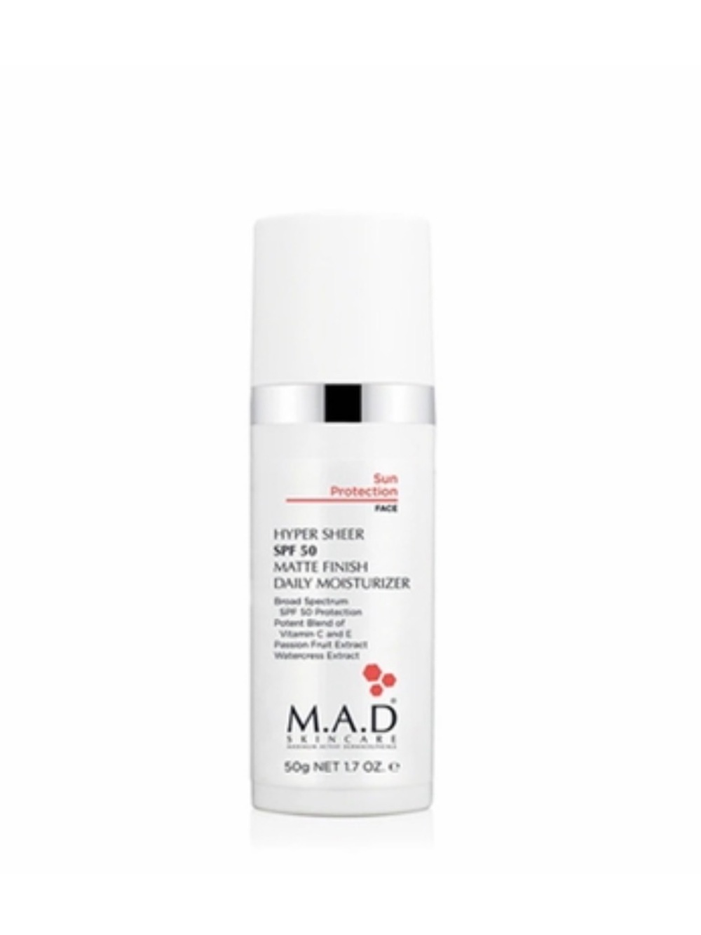 M.A.D Skincare Hyper Sheer SPF 50 Daily Moisturizer Sunscreen 1.7 oz NIB Sealed